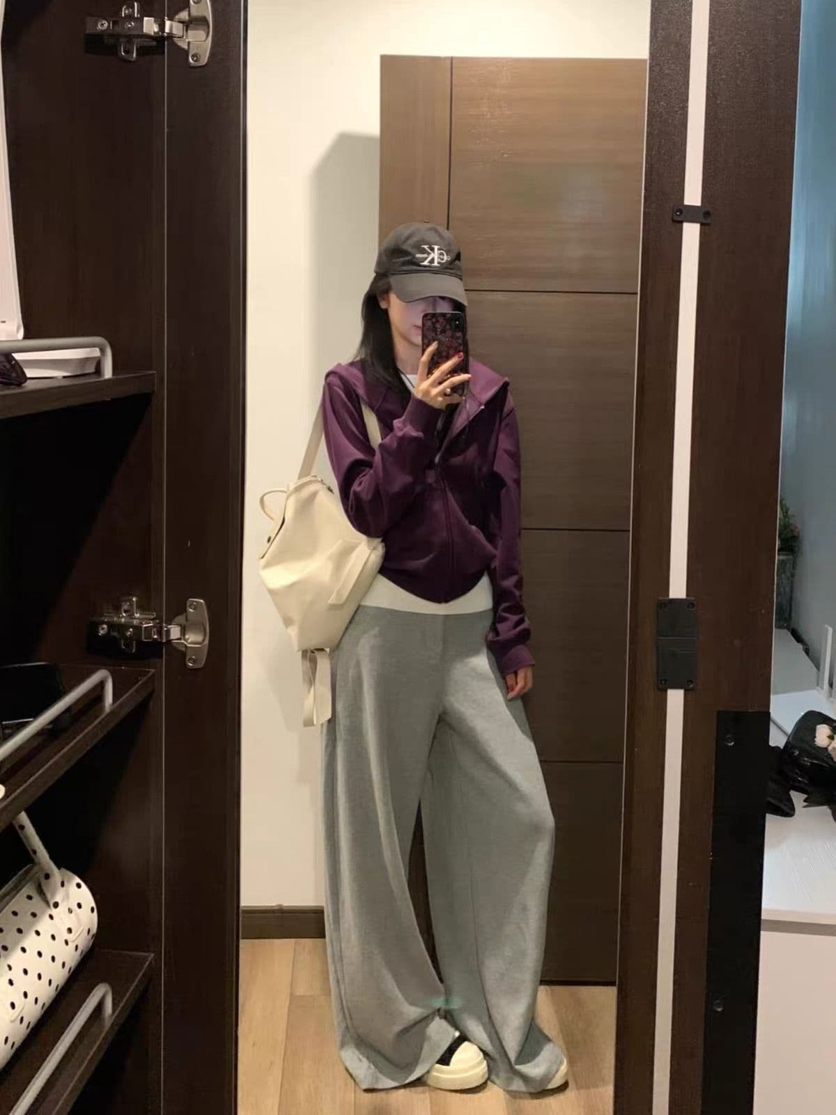 얇은 스타일 인사이드 펌프 이후 패키지 칼라 순수한 Mianhua 면 복합 후드티 여성 이미지 3