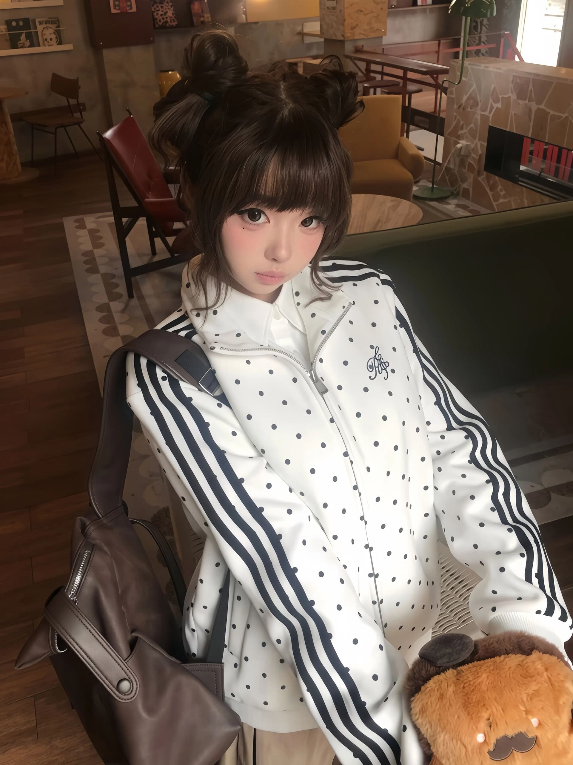 얇은 스타일 좋은 품질 솜씨 자수 백금 지퍼 순수한 Mianhua 면 후드티 여성 상세 이미지 2