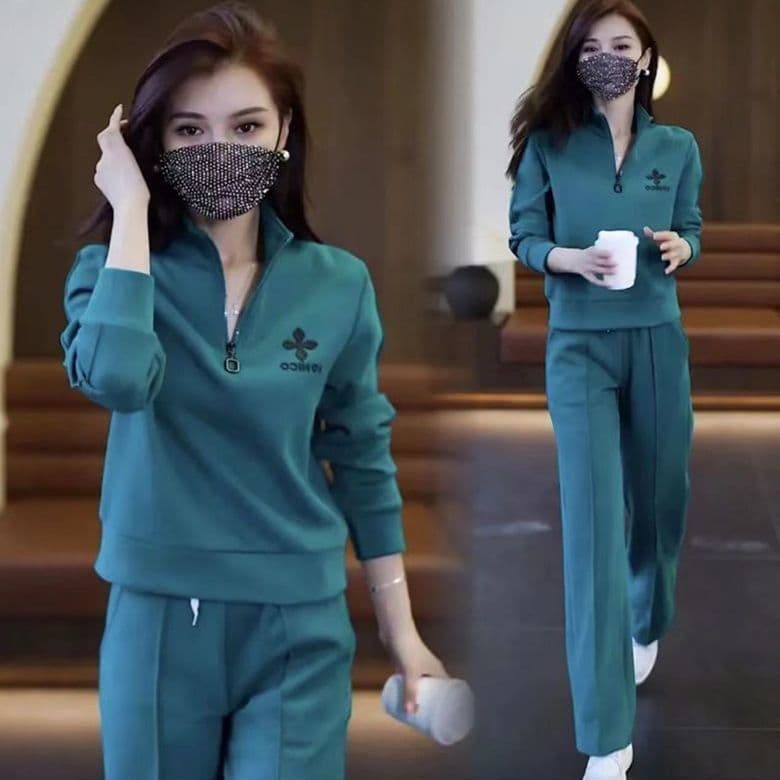 패션 스포츠 슈트 여성 2026 이른 가을 새로운 캐주얼 루즈핏 슬림해 보이는 캐주얼 투피스 세트 트렌디 상세 이미지 2