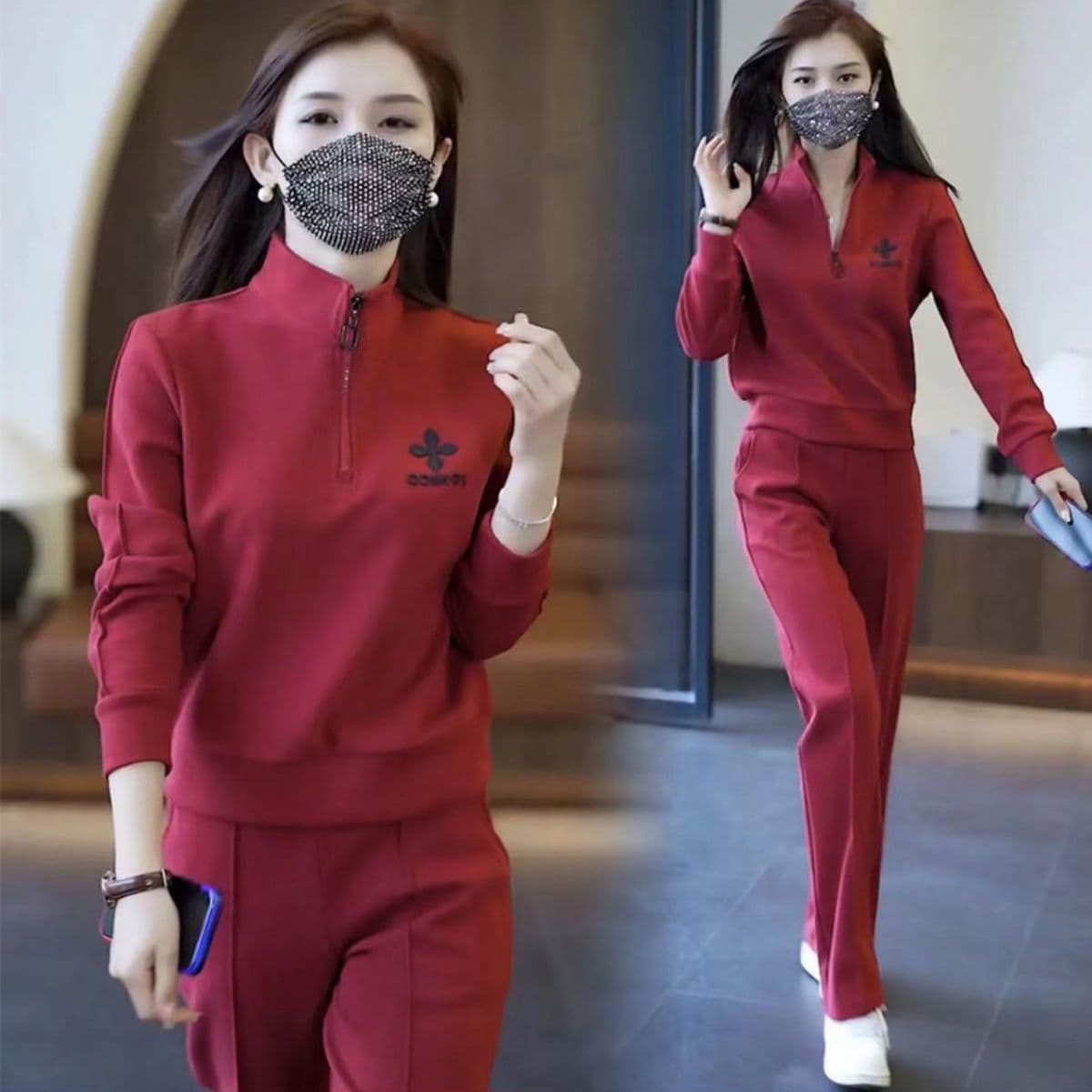 패션 스포츠 슈트 여성 2026 이른 가을 새로운 캐주얼 루즈핏 슬림해 보이는 캐주얼 투피스 세트 트렌디 상세 이미지 12