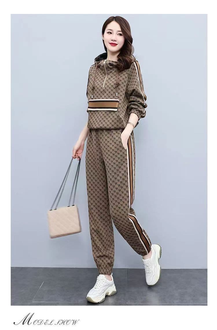 2026 이른 가을 새로운 패션 캐주얼 품격 운동 후드티 투피스 세트 외국 가스 연령 감소 세트 트렌디 상세 이미지 4