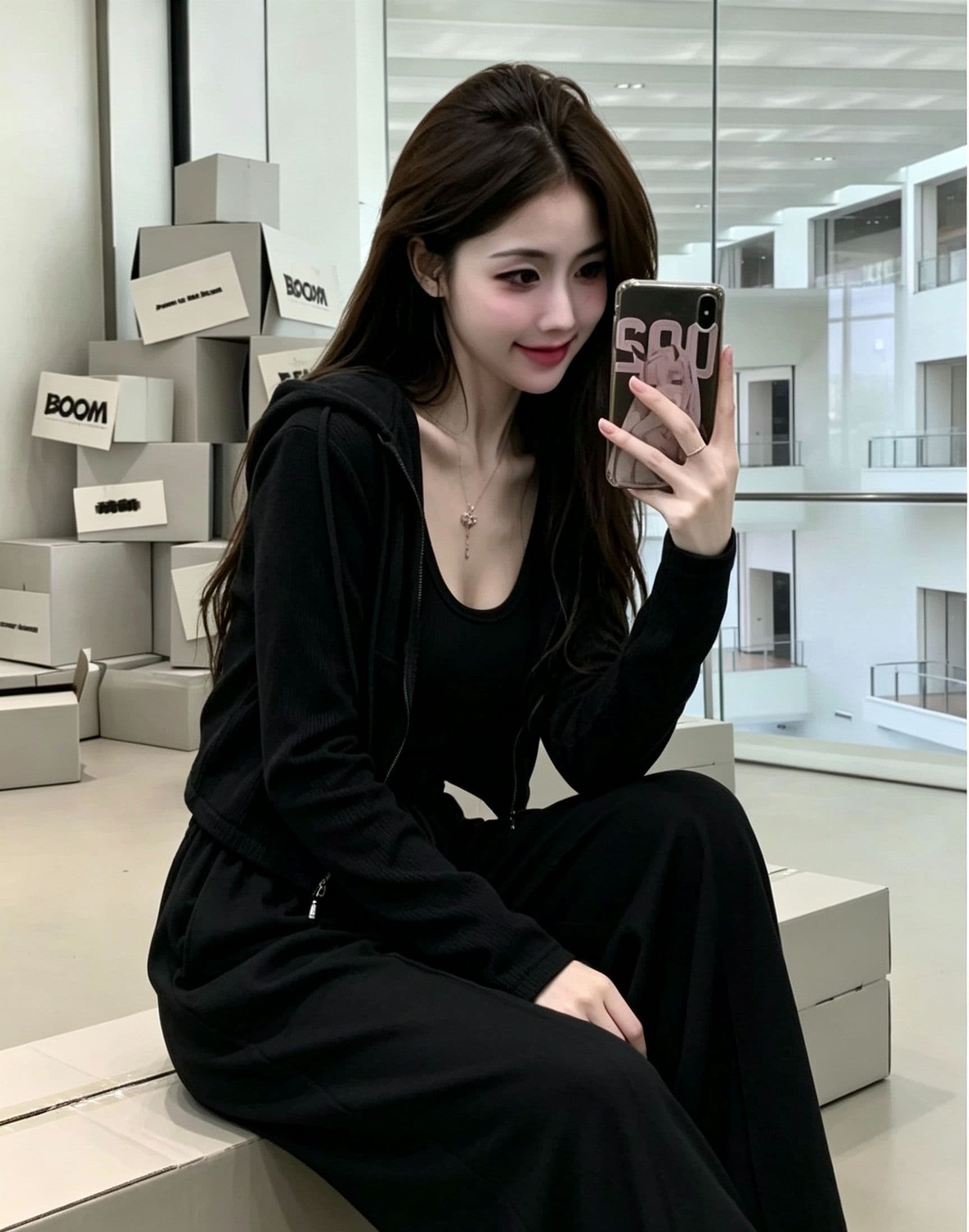 새로운 여성 의류 봄 가을 연령 감소 패션 운동 후드티 하이웨이스트 캐주얼 와이드 레그 팬츠 3종 세트 트렌디 외국 가스 이미지 4