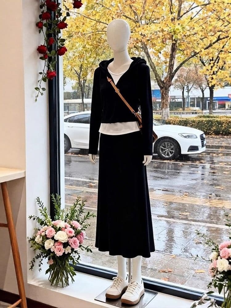 2026 새로운 외국 가스 여성 의류 페이크 레이어드 후드 긴팔 티셔츠 여성 봄 한 부서 chic 맨위 패션 외국 가스 상세 이미지 7