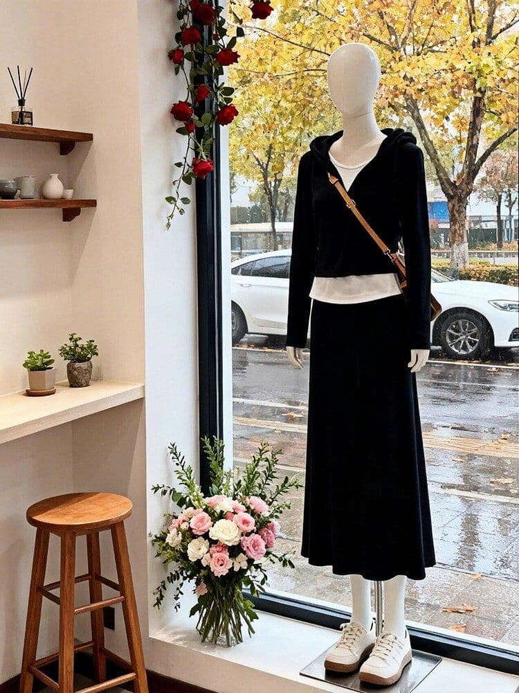 2026 새로운 외국 가스 여성 의류 페이크 레이어드 후드 긴팔 티셔츠 여성 봄 한 부서 chic 맨위 패션 외국 가스 상세 이미지 17