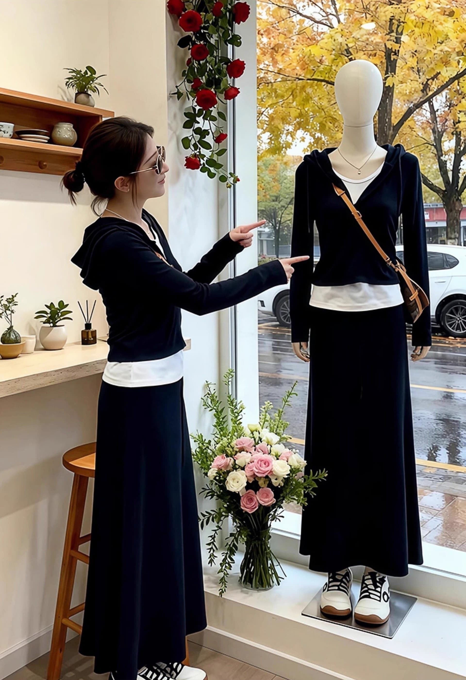 2026 새로운 외국 가스 여성 의류 페이크 레이어드 후드 긴팔 티셔츠 여성 봄 한 부서 chic 맨위 패션 외국 가스 상세 이미지 19