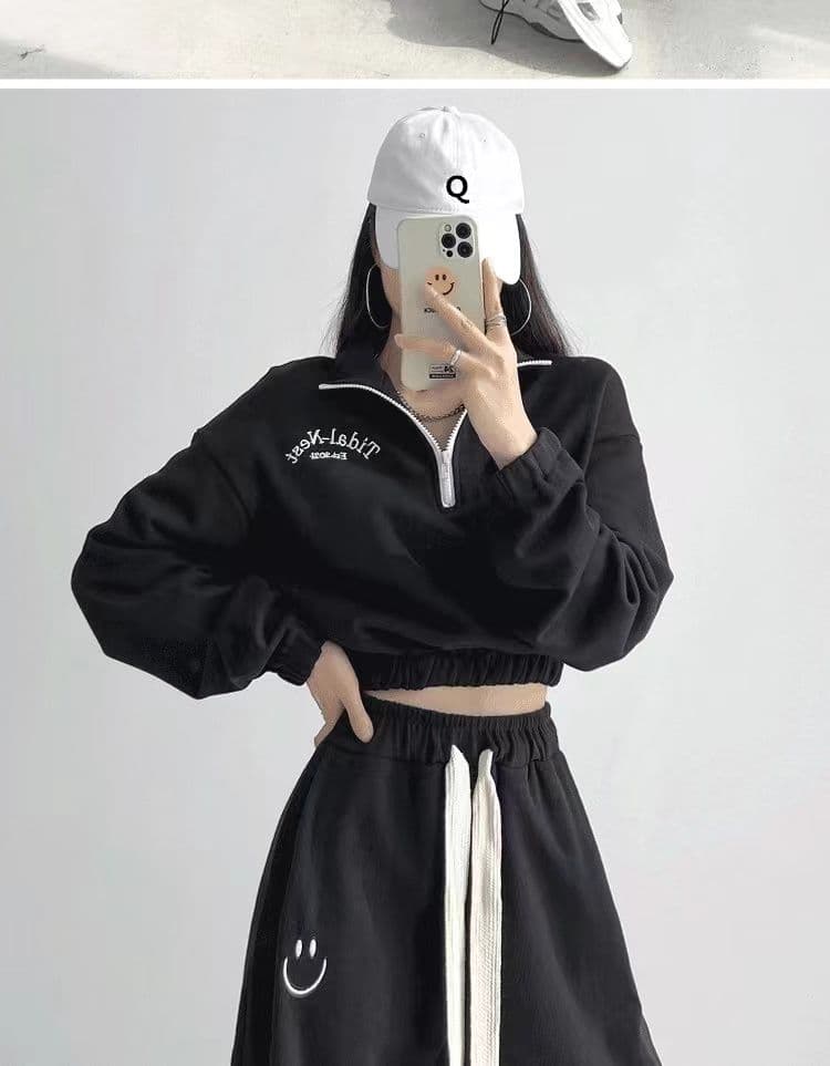 얇은 스타일 후드티 웨이 바지 세트 여성 가을 겨울 새로운 작은 키 디스플레이 높음 POLO 셔츠 지퍼 칼라 투피스 세트 고급 센스 상세 이미지 7