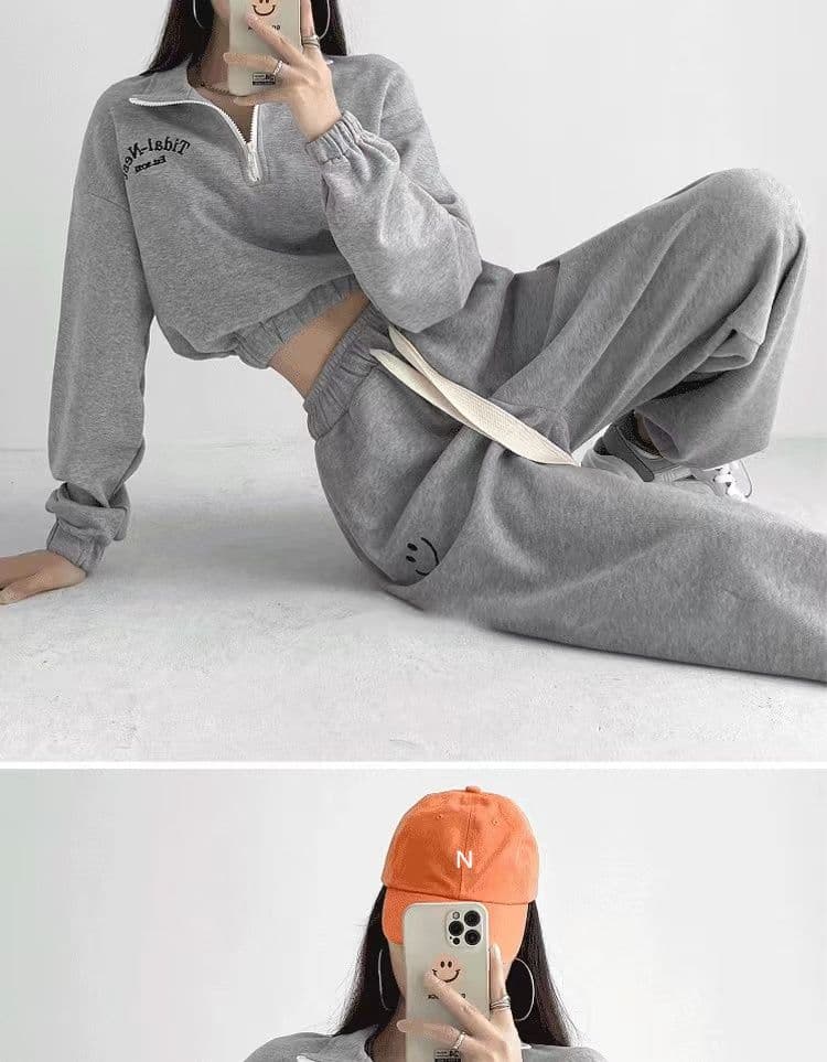 얇은 스타일 후드티 웨이 바지 세트 여성 가을 겨울 새로운 작은 키 디스플레이 높음 POLO 셔츠 지퍼 칼라 투피스 세트 고급 센스 상세 이미지 12