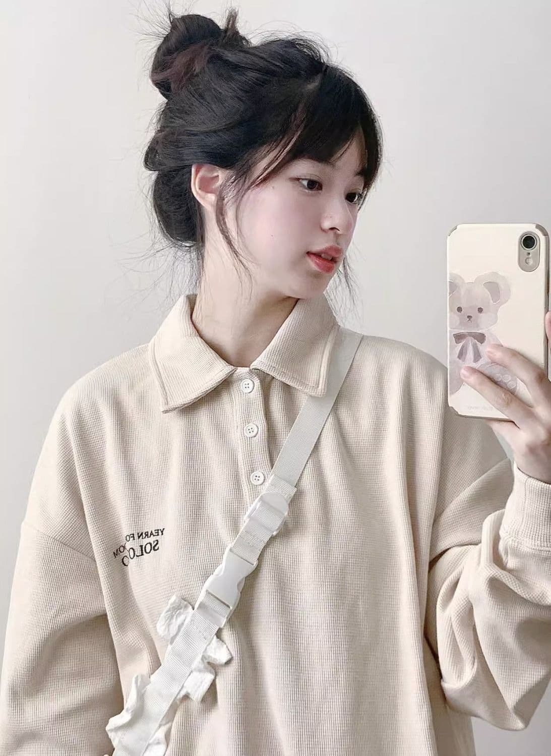 소년 센스 운동복 세트 여성 봄 가을 소금 부서 튀김 거리 후아 남편 그리드 POLO 칼라 얇은 스타일 후드티 캐주얼 투피스 세트 상세 이미지 4