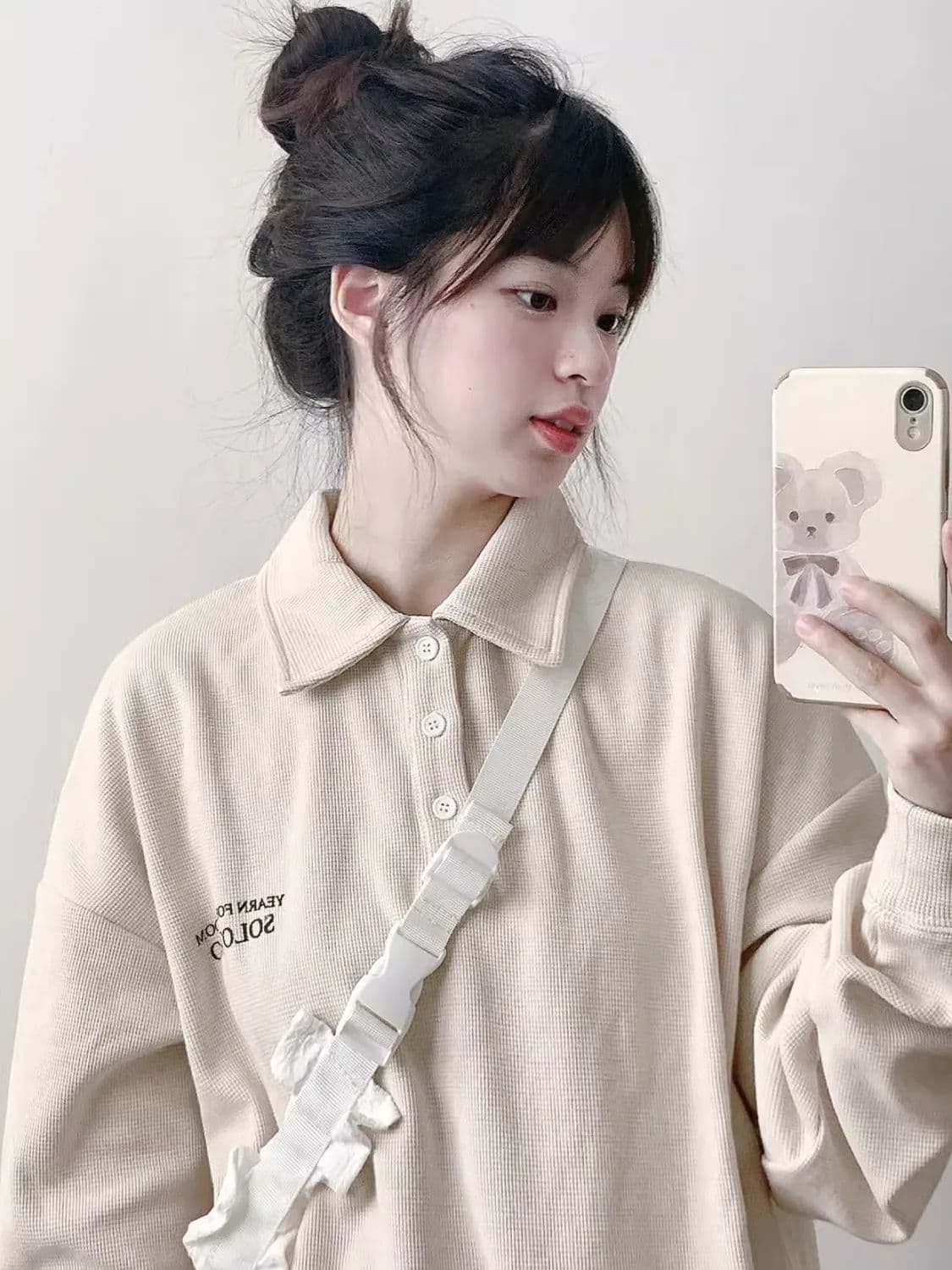 소년 센스 운동복 세트 여성 봄 가을 소금 부서 튀김 거리 후아 남편 그리드 POLO 칼라 얇은 스타일 후드티 캐주얼 투피스 세트 상세 이미지 7