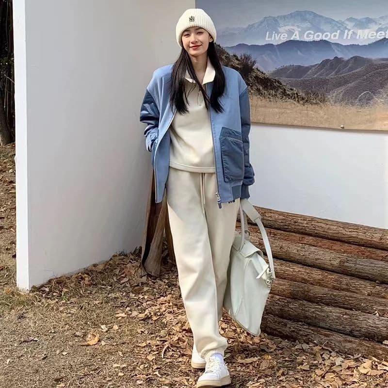 고급 센스 스포츠 슈트 여성 봄 가을 인터넷 유명인 튀김 거리 루즈핏 한국 스타일 패션 외국 가스 캐주얼 후드티 투피스 세트 이미지 2