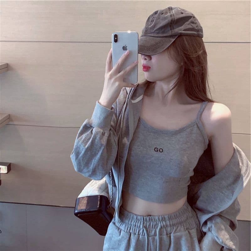 65 면 이른 가을 작은 키 인터넷 유명인 튀김 거리 항구 바람 레트로 chic 지퍼 후드티 세 조각 세트 여성 상세 이미지 9