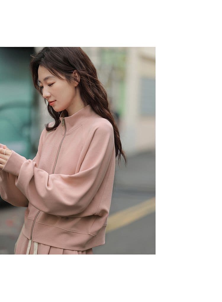 구슬 그라운드 원단 캐주얼 운동복 투피스 세트 얇은 스타일 지퍼 후드티 재킷 패션 고급 센스 긴 바지 세트 여성 상세 이미지 8