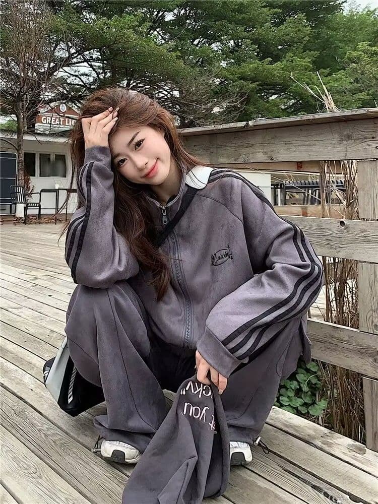 2026 새로운 스포츠 슈트 여성 봄 가을 학생 한국 스타일 루즈핏 패션 인터넷 유명인 후드티 캐주얼 러닝 서비스 투피스 세트 상세 이미지 16