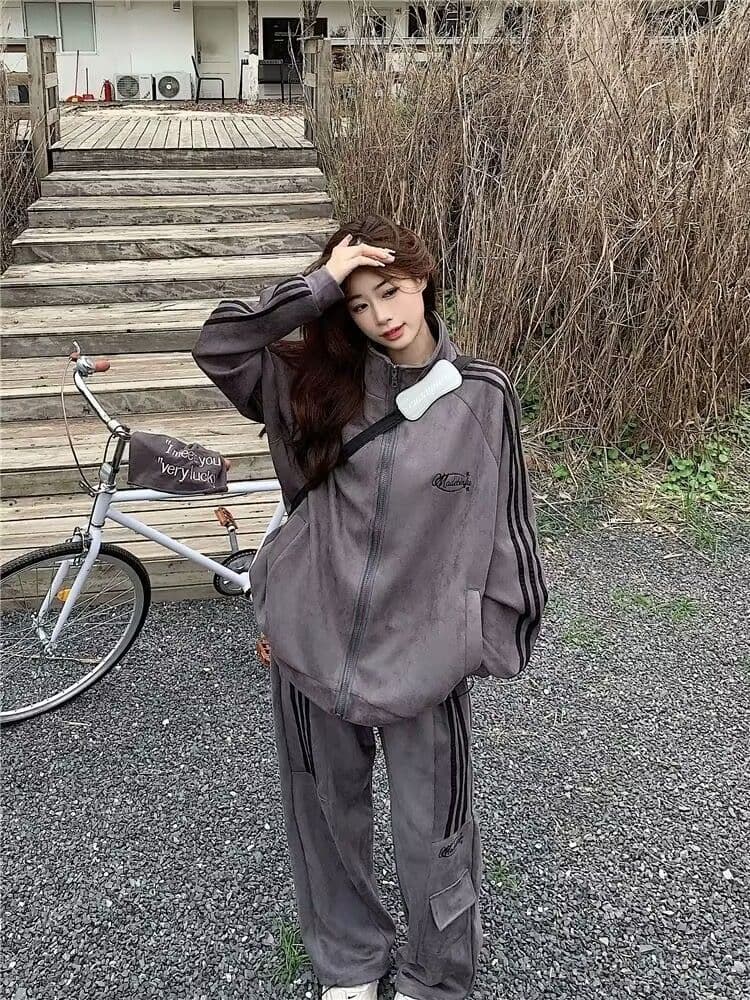 2026 새로운 스포츠 슈트 여성 봄 가을 학생 한국 스타일 루즈핏 패션 인터넷 유명인 후드티 캐주얼 러닝 서비스 투피스 세트 상세 이미지 21