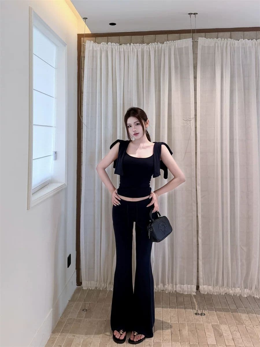 캐주얼 스포츠 슈트 쇼트 스타일 긴팔 오픈 가디건 인사이드 가져 가라. 슬립 여성 봄 가을 펌프 로프 부츠컷 바지 회색 3종 세트 상세 이미지 13