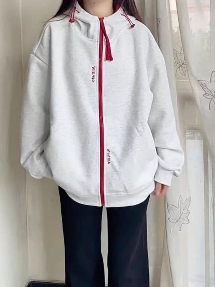 얇은 스타일 털이 있는 순수한 Mianhua 면 복합 후드티 여성 상세 이미지 2