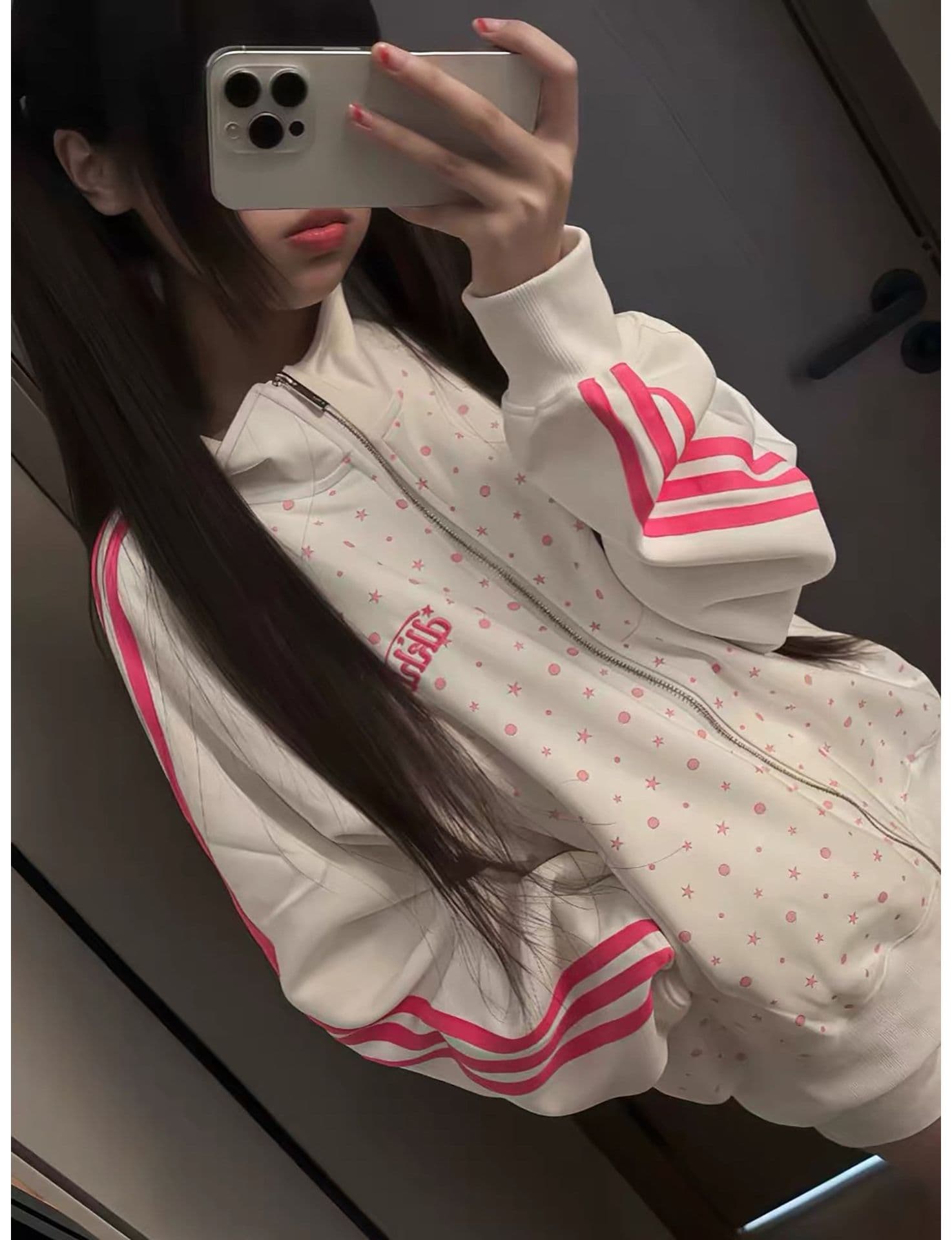 얇은 스타일 털이 있는 백금 지퍼 자수 클립 칼라 것 순수한 Mianhua 면 복합 후드티 여성