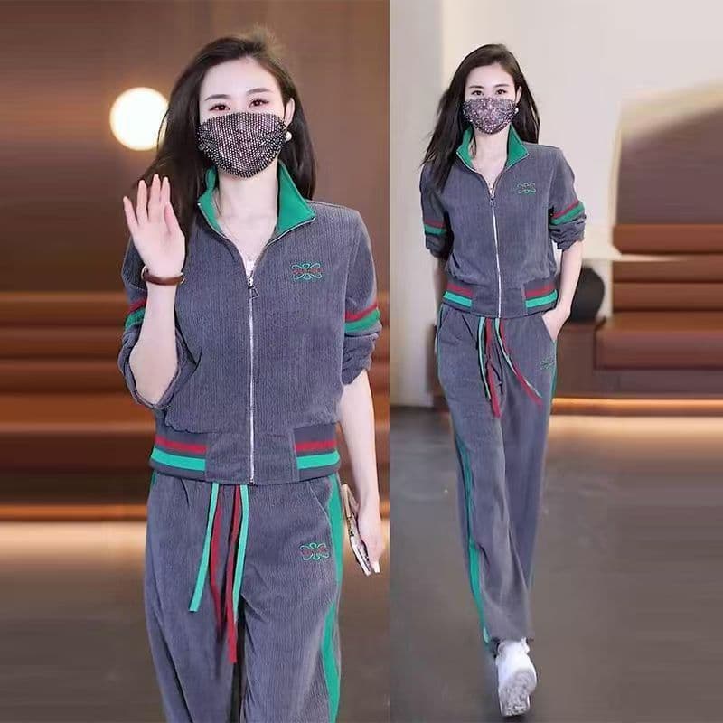 인터넷 유명인 캐주얼 운동복 세트 여성 봄 가을 2026 새로운 패션 외국 가스 연령 감소 후드티 러닝 서비스 투피스 세트 이미지 4