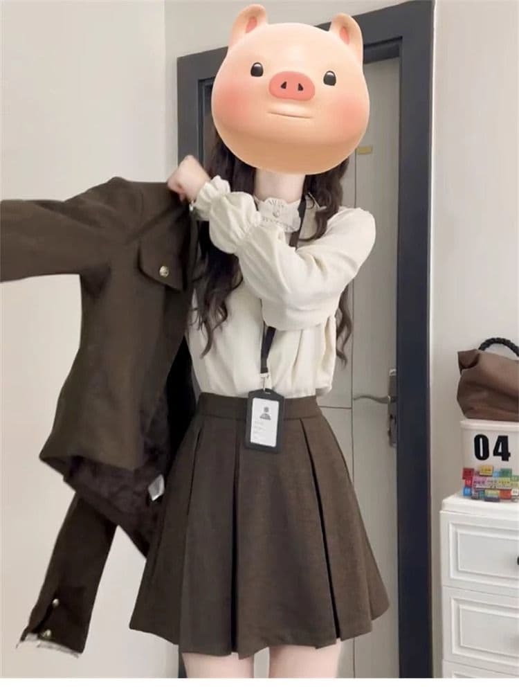 2026 이른 봄 새로운 작은 샤넬 스타일 드레스 아이들 봄 가을 한 부서 작은 키 착용 가져 가라. 에이즈 환자 세트 미니 스커트 상세 이미지 3