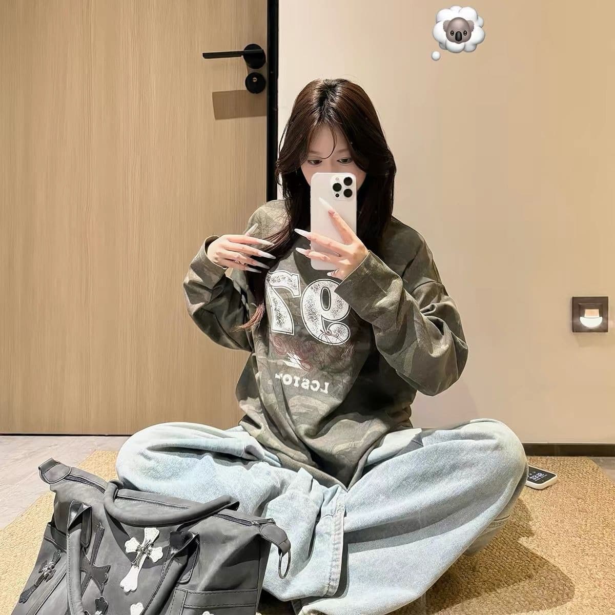순면 220 그램 긴팔 티셔츠 여성 이미지 5