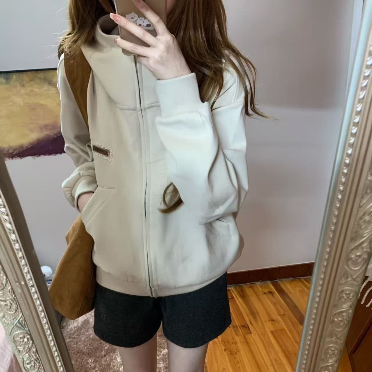 얇은 스타일 인사이드 펌프 이후 패키지 칼라 순수한 Mianhua 면 칫솔질 복합 후드티 여성 상세 이미지 9
