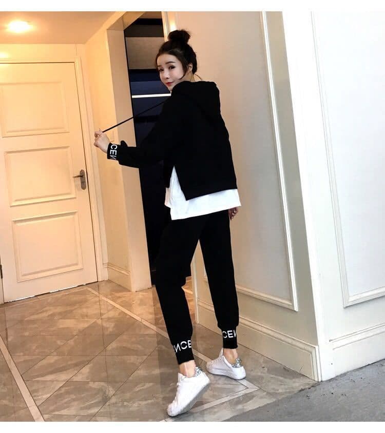패션 캐주얼 운동복 세트 여성 봄 가을 새로운 한국 스타일 빅 사이즈 루즈핏 투피스 세트 상세 이미지 14
