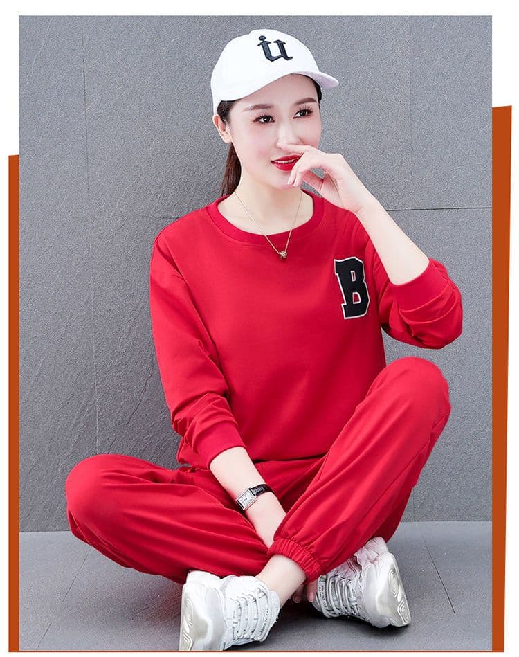봄 가을 스포츠 슈트 여성 새로운 루즈핏 빅 사이즈 루즈핏 패션 캐주얼 투피스 세트 상세 이미지 21