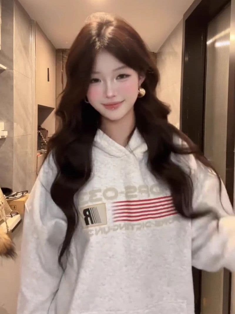 국방 후아 면 복합 우유 실크 알파벳 커플 루즈핏 슬림해 보이는 맨위 아메리칸 운동 후드 티 스웨터 여성 가을 겨울 상세 이미지 6