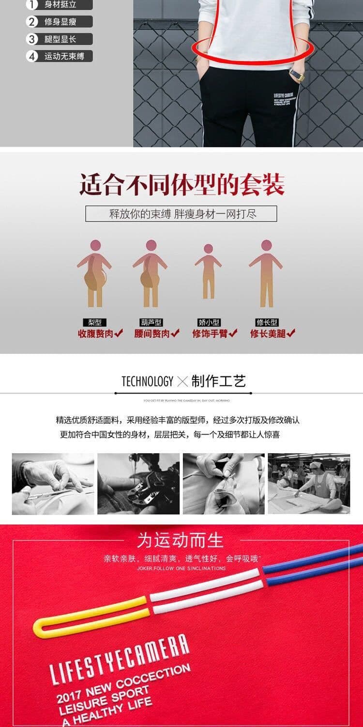 봄 가을 새로운 한국 스타일 운동 패션 캐주얼 세트 여성 긴 소매 긴 바지 투피스 세트 상세 이미지 6