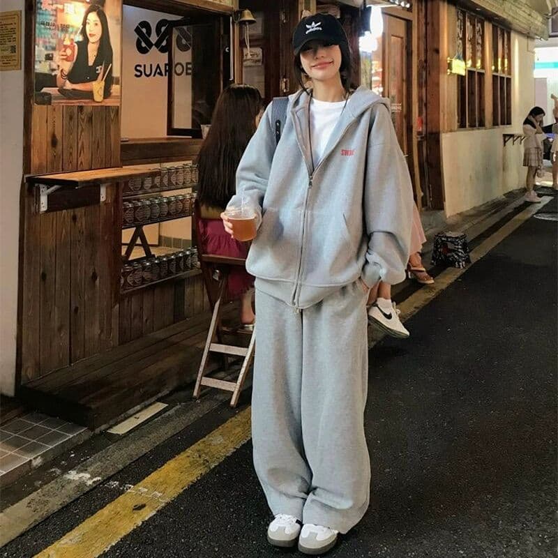 280 그램 남자 바 면 느긋한 바람 아메리칸 프린트 지퍼 후드티 여성 가을 새로운 루즈핏 카디건 코트 로드 중 상세 이미지 3