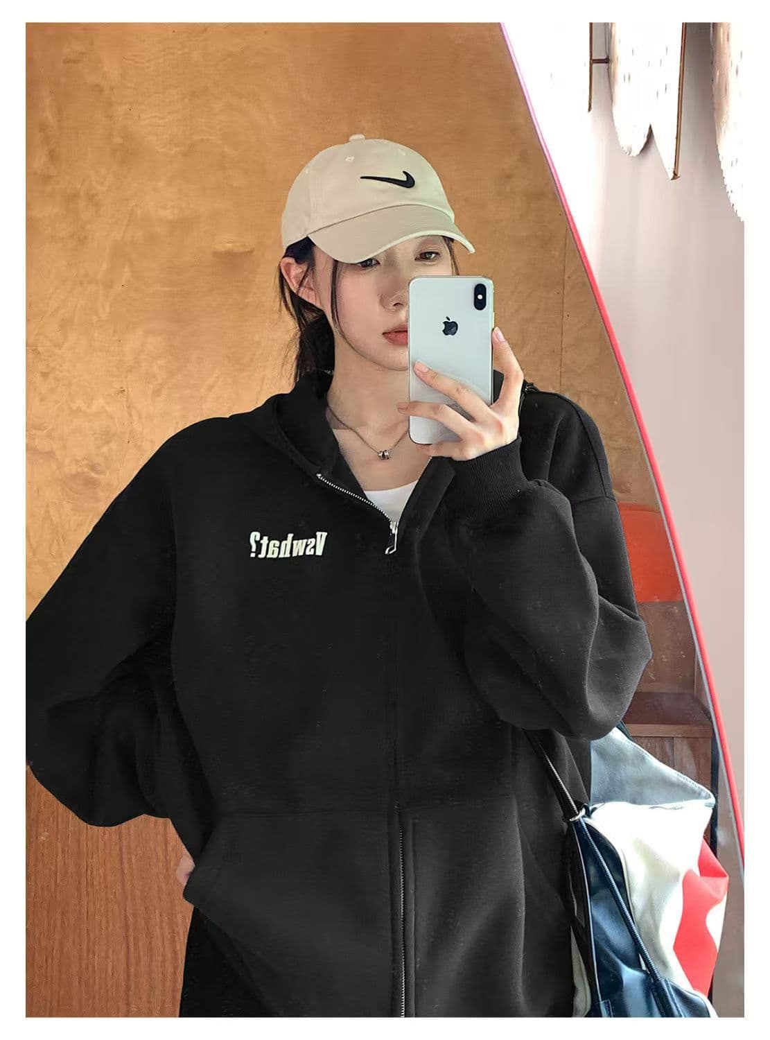 280 그램 남자 바 면 느긋한 바람 아메리칸 프린트 지퍼 후드티 여성 가을 새로운 루즈핏 카디건 코트 로드 중 상세 이미지 6