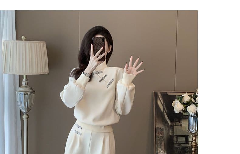 새로운 중식 국풍 캐주얼 스포츠 슈트 여성 가을 외국 가스 슬림해 보이는 디자인 센스 작은 대중 후드티 와이드 레그 팬츠 투피스 세트 상세 이미지 17