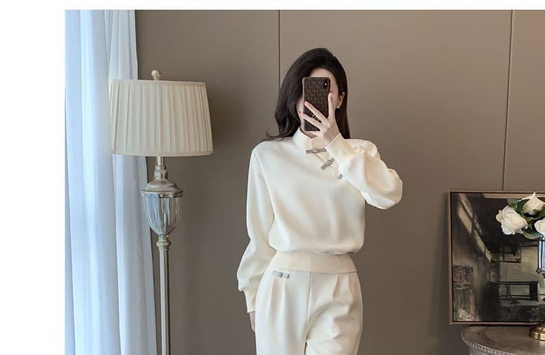 새로운 중식 국풍 캐주얼 스포츠 슈트 여성 가을 외국 가스 슬림해 보이는 디자인 센스 작은 대중 후드티 와이드 레그 팬츠 투피스 세트 상세 이미지 19