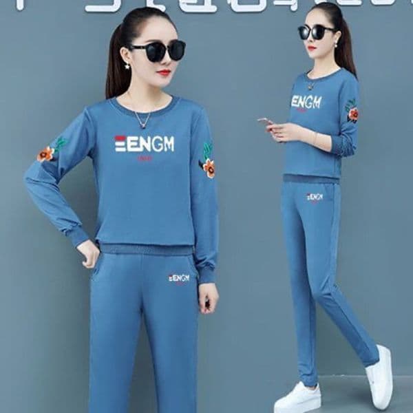 스포츠 슈트 여성 봄 가을 새로운 루즈핏 한국 스타일 캐주얼웨어 긴팔 긴 바지 투피스 세트 이미지 3