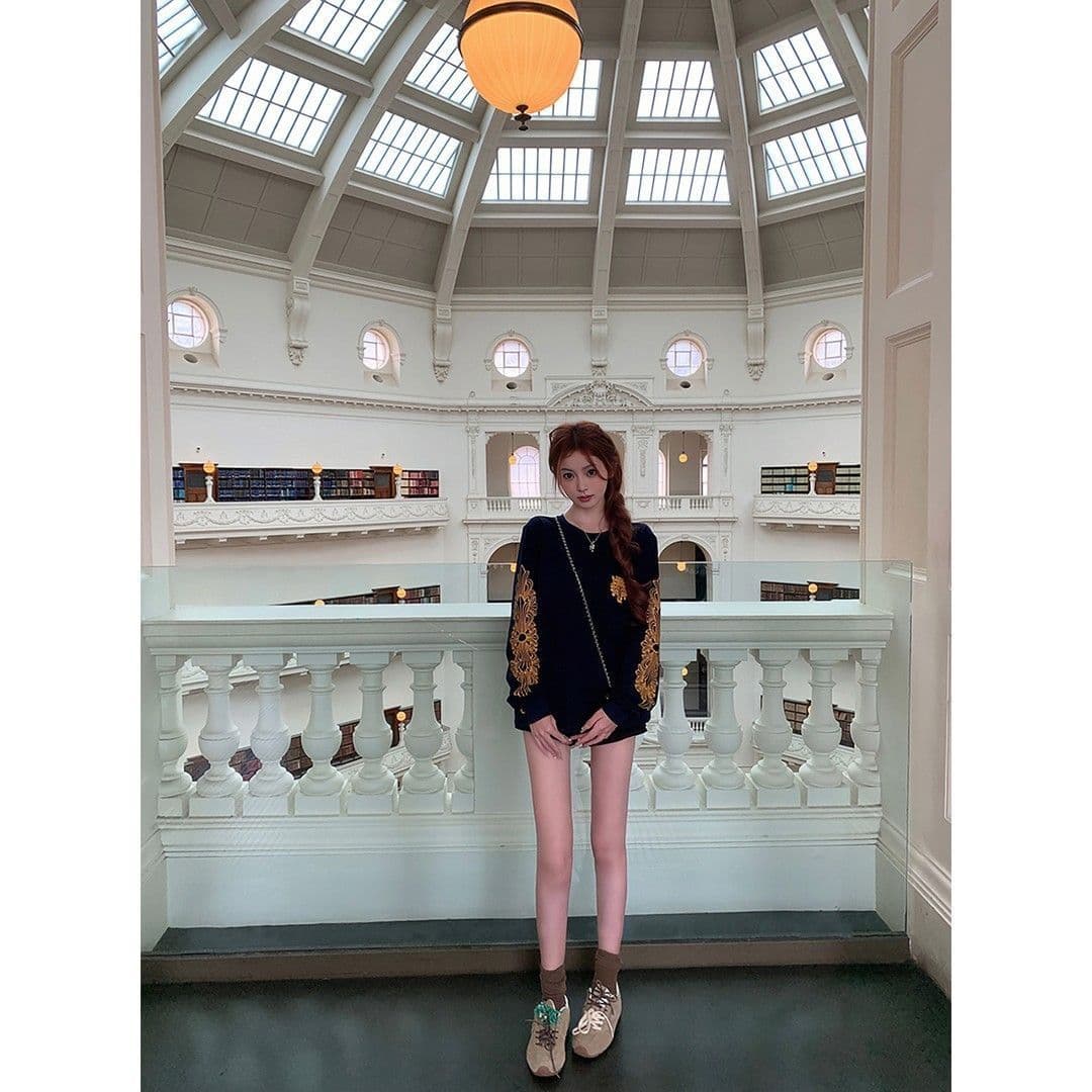 봄 가을 세트 여자 학생 캐주얼 한국 스타일 패션 루즈핏 작은 발 바지 투피스 세트 상세 이미지 4