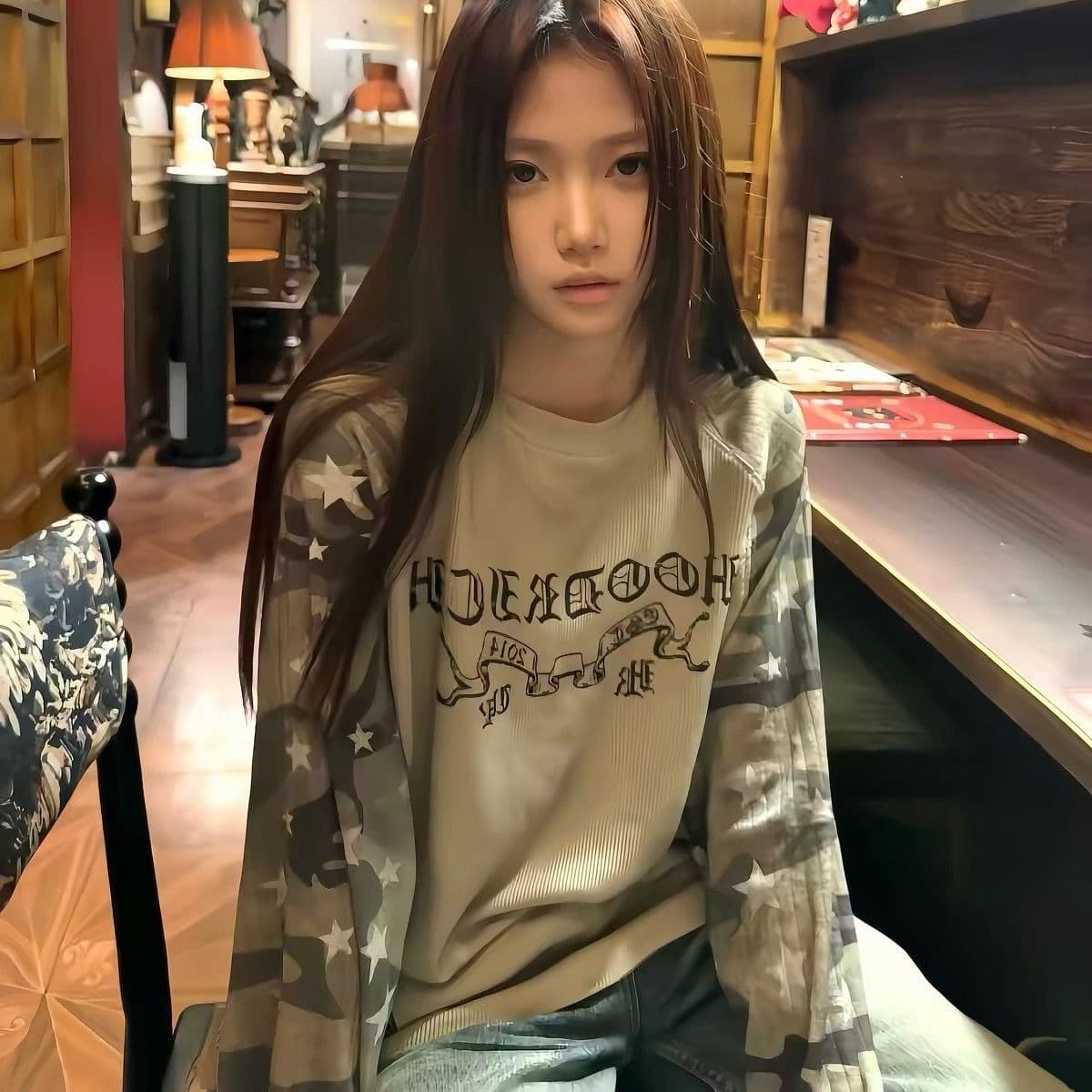 봄 가을 세트 여자 학생 캐주얼 한국 스타일 패션 루즈핏 작은 발 바지 투피스 세트 이미지 5