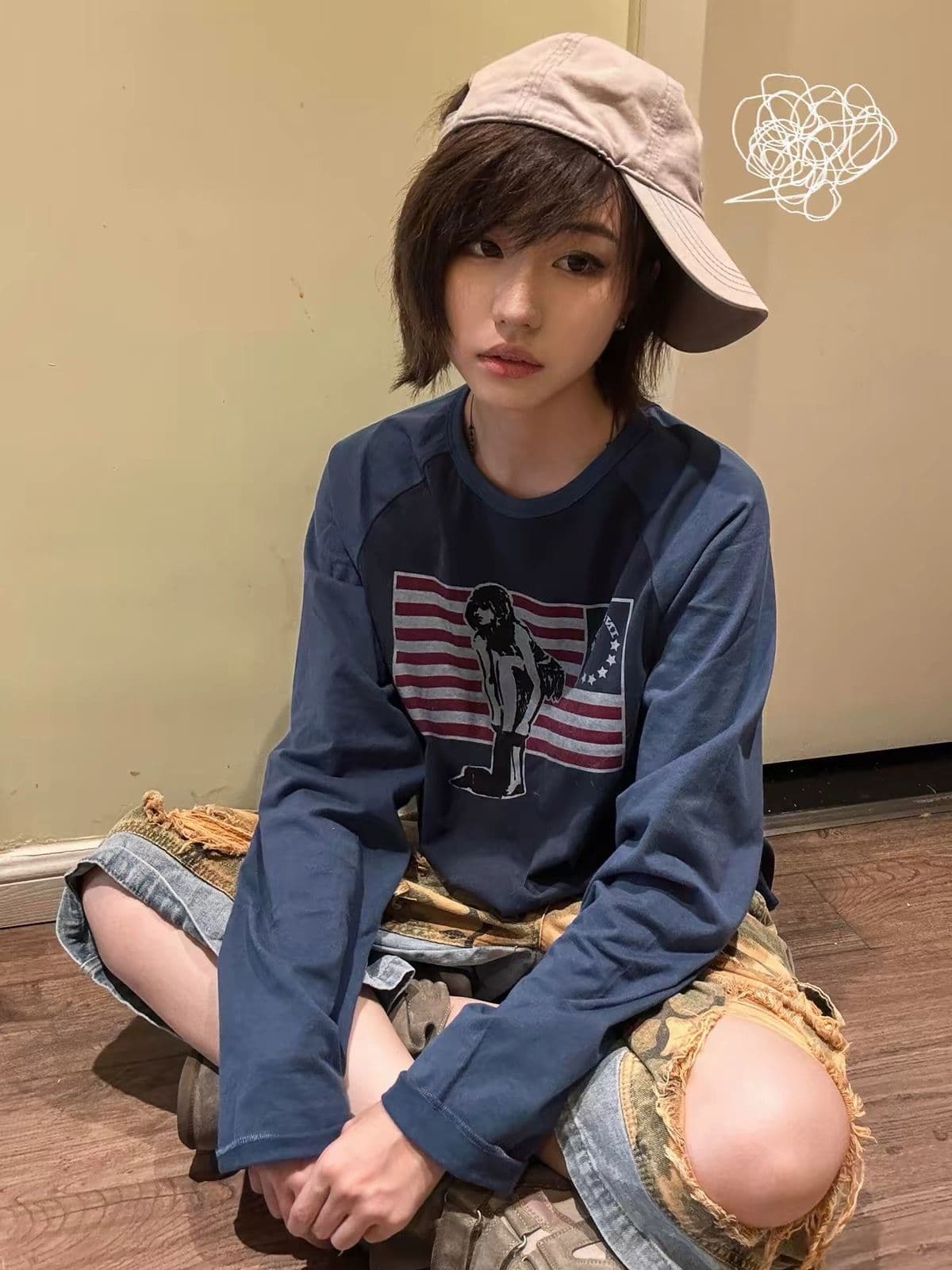 봄 가을 세트 여자 학생 캐주얼 한국 스타일 패션 루즈핏 작은 발 바지 투피스 세트 상세 이미지 6