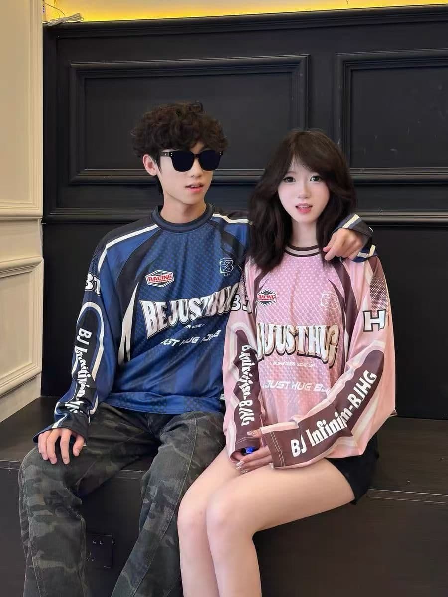 원본 솜씨 원본 원단 아메리칸 높음 거리 레이싱 바람 긴팔 티셔츠 운동 커플 남녀 루즈핏 맨위 가을 상세 이미지 5