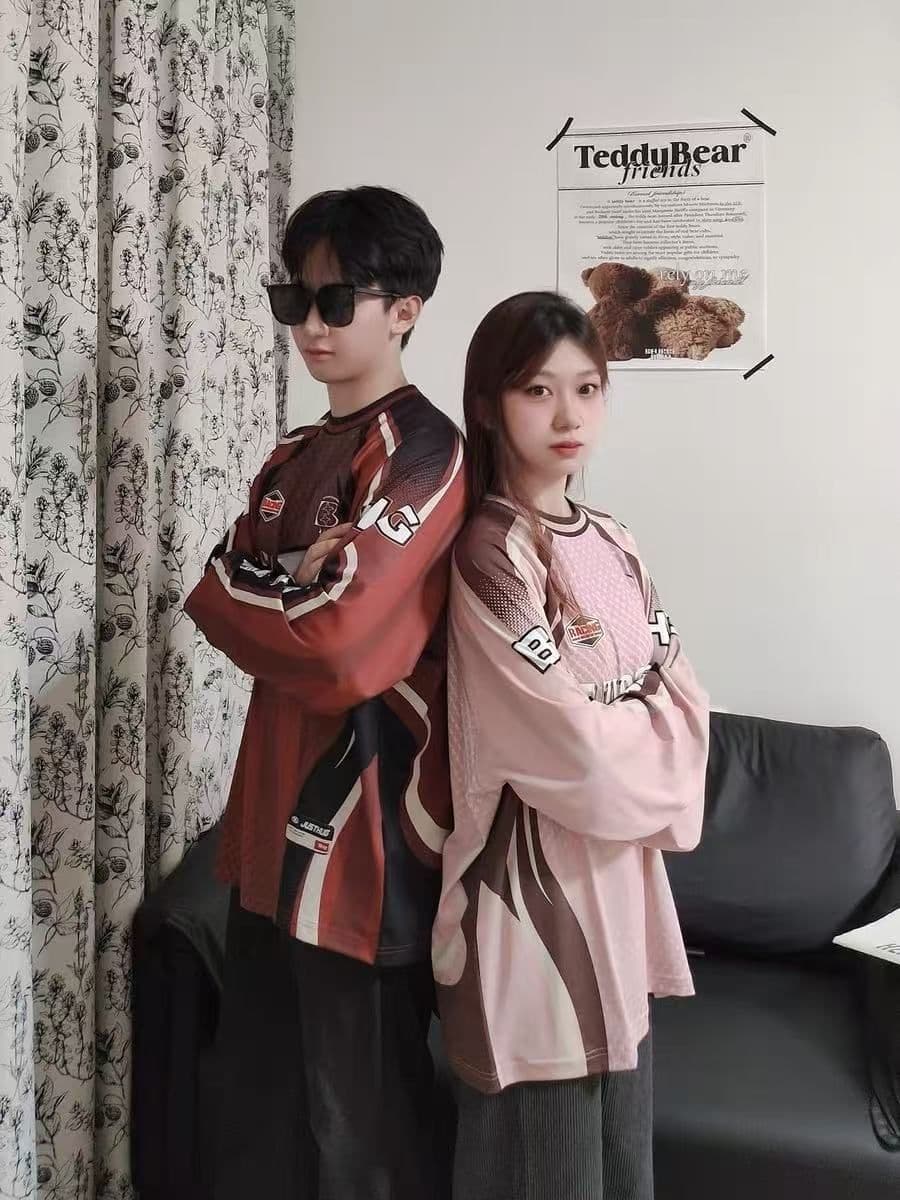 원본 솜씨 원본 원단 아메리칸 높음 거리 레이싱 바람 긴팔 티셔츠 운동 커플 남녀 루즈핏 맨위 가을 상세 이미지 9