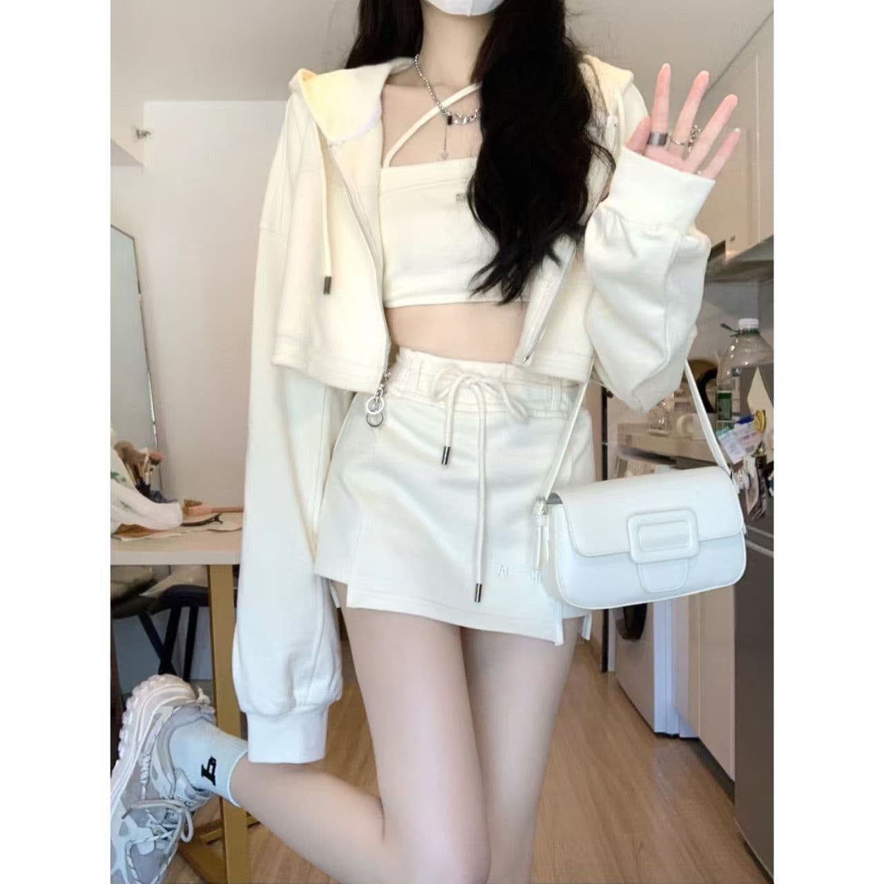 소금 부서 명문 여성 후드 세트 드레스 봄 새로운 달콤한 핫걸 순수한 욕망 바람 3종 세트 이미지 3
