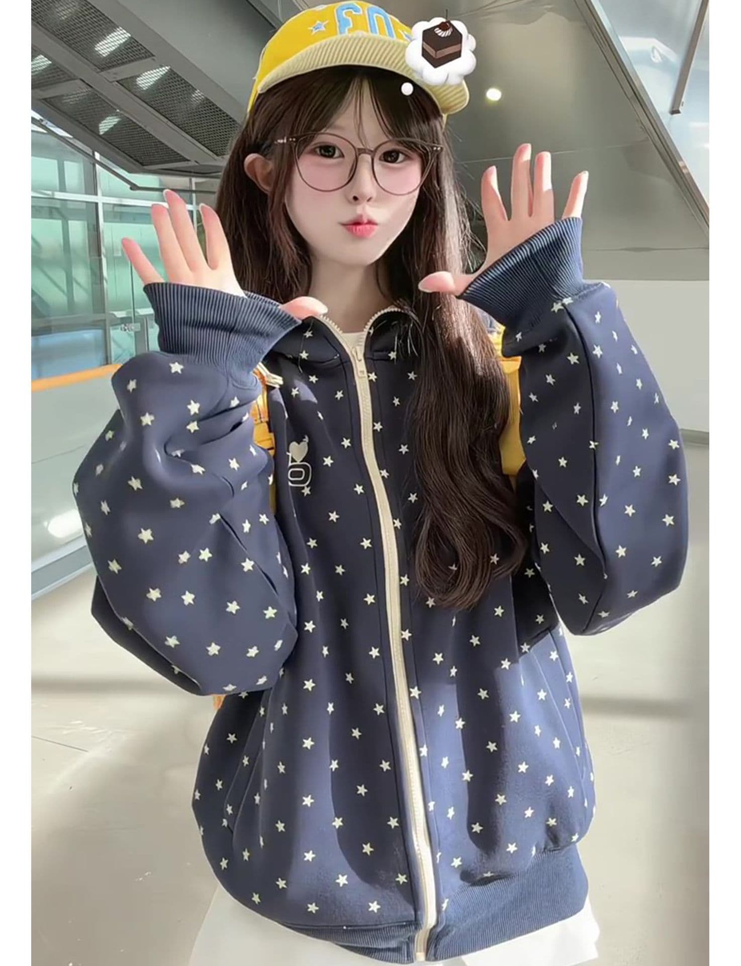 얇은 스타일 자수 옥수수 눈 밴딩 로프 이후 패키지 칼라 순수한 Mianhua 면 복합 후드티 여성 상세 이미지 7