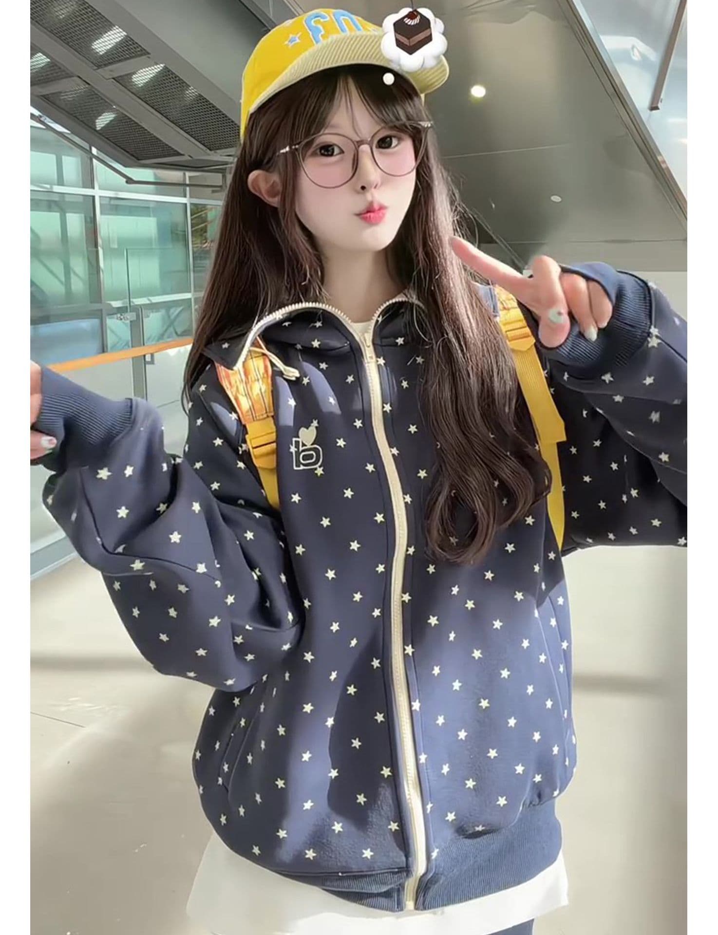 얇은 스타일 자수 옥수수 눈 밴딩 로프 이후 패키지 칼라 순수한 Mianhua 면 복합 후드티 여성 상세 이미지 9