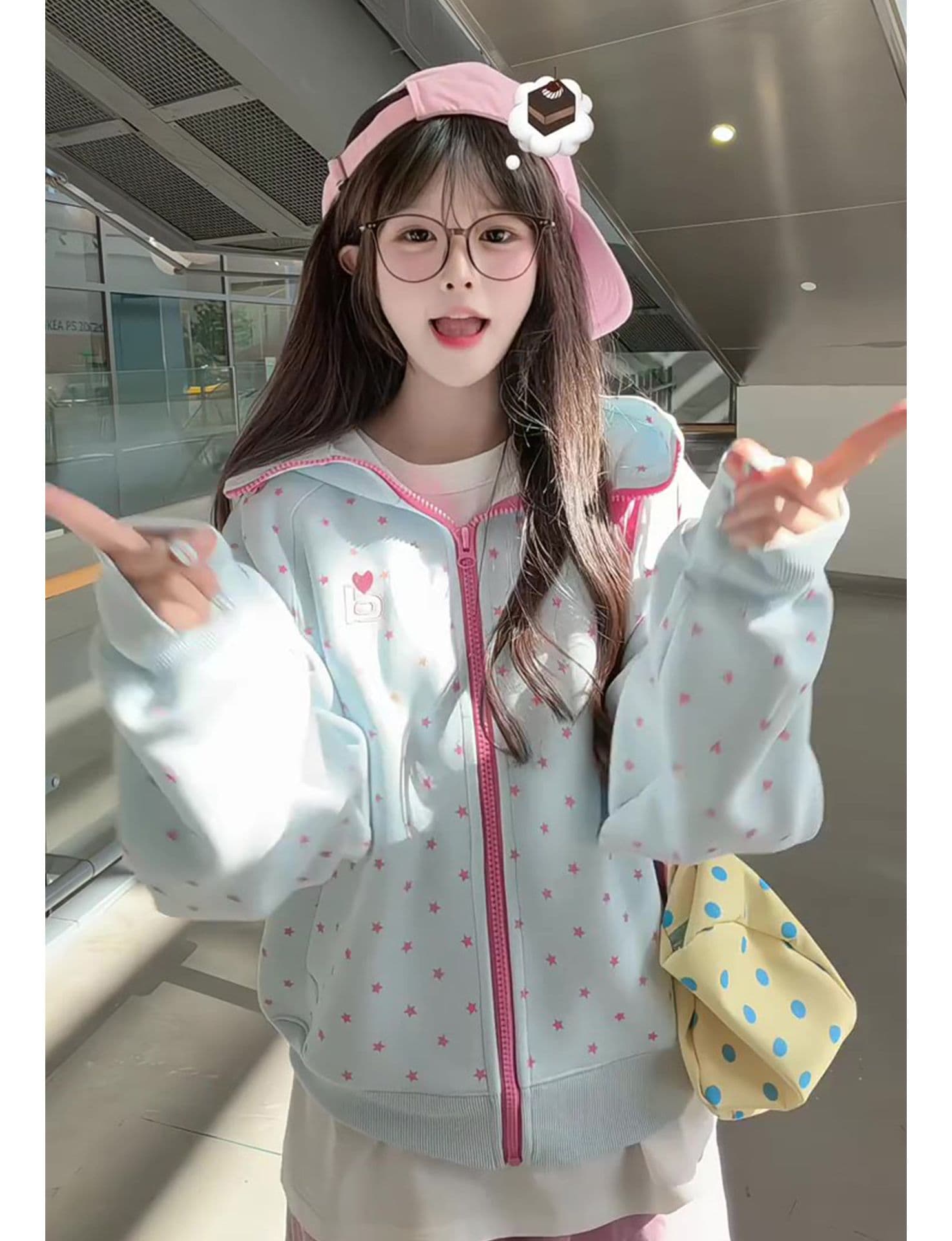 얇은 스타일 자수 옥수수 눈 밴딩 로프 이후 패키지 칼라 순수한 Mianhua 면 복합 후드티 여성 상세 이미지 15