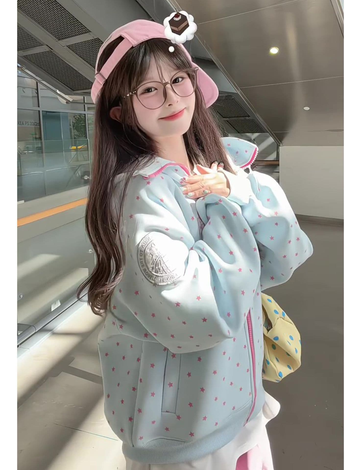 얇은 스타일 자수 옥수수 눈 밴딩 로프 이후 패키지 칼라 순수한 Mianhua 면 복합 후드티 여성 상세 이미지 16