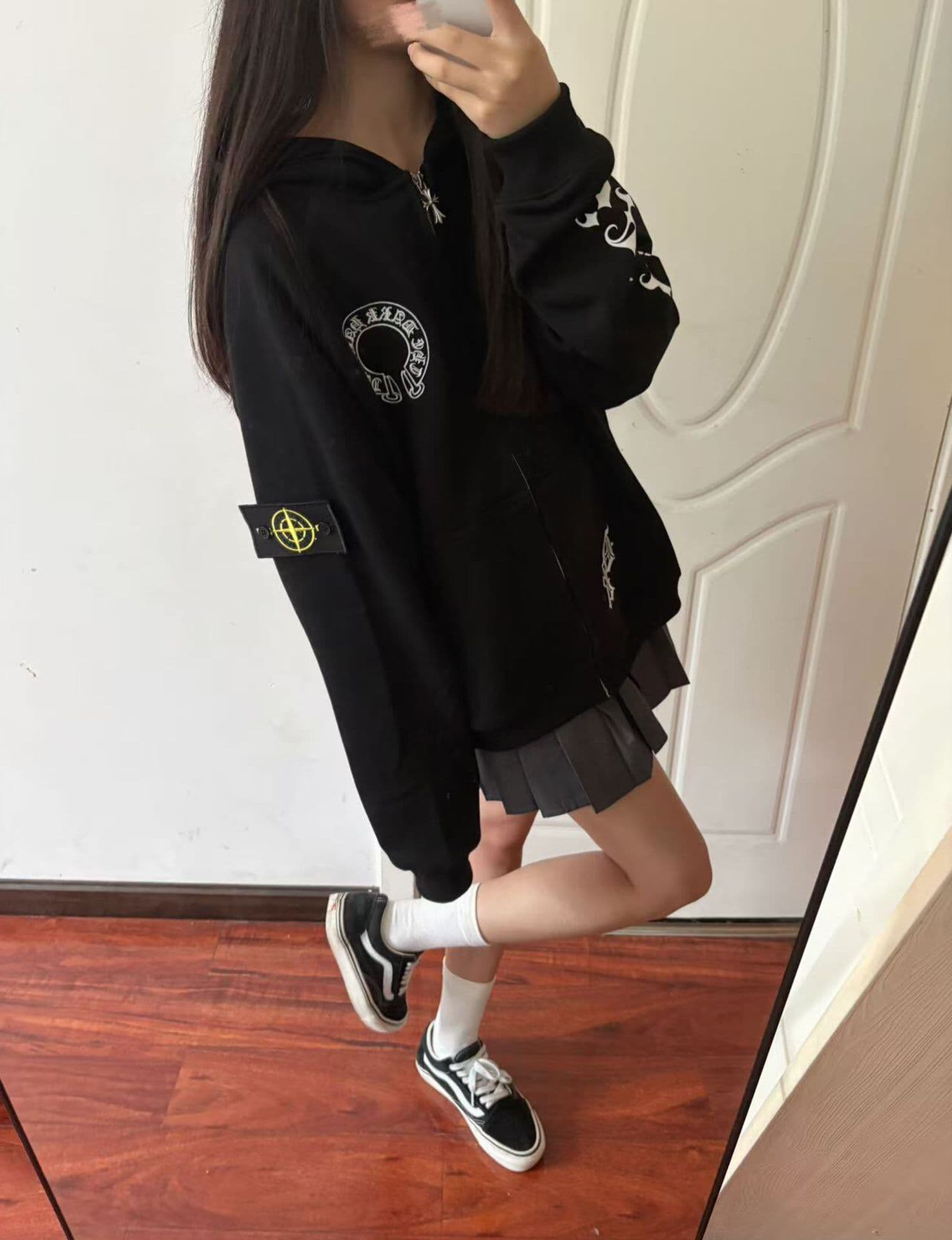 얇은 스타일 털이 있는 전체 자수 휘장 부형제 이후 패키지 칼라 순수한 Mianhua 면 복합 후드티 여성 이미지 2