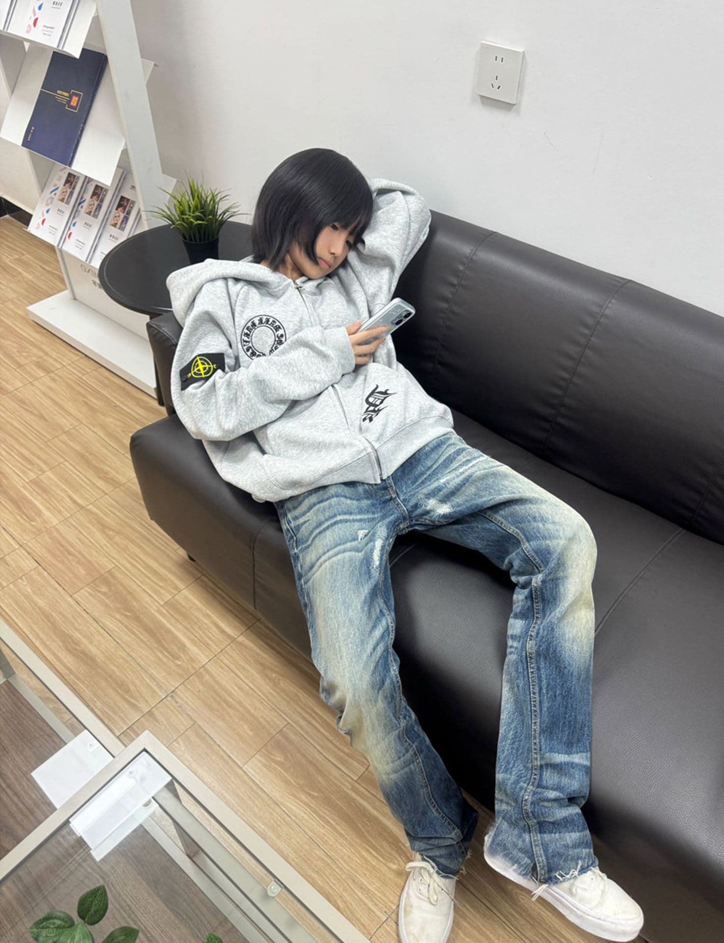 얇은 스타일 털이 있는 전체 자수 휘장 부형제 이후 패키지 칼라 순수한 Mianhua 면 복합 후드티 여성 상세 이미지 8
