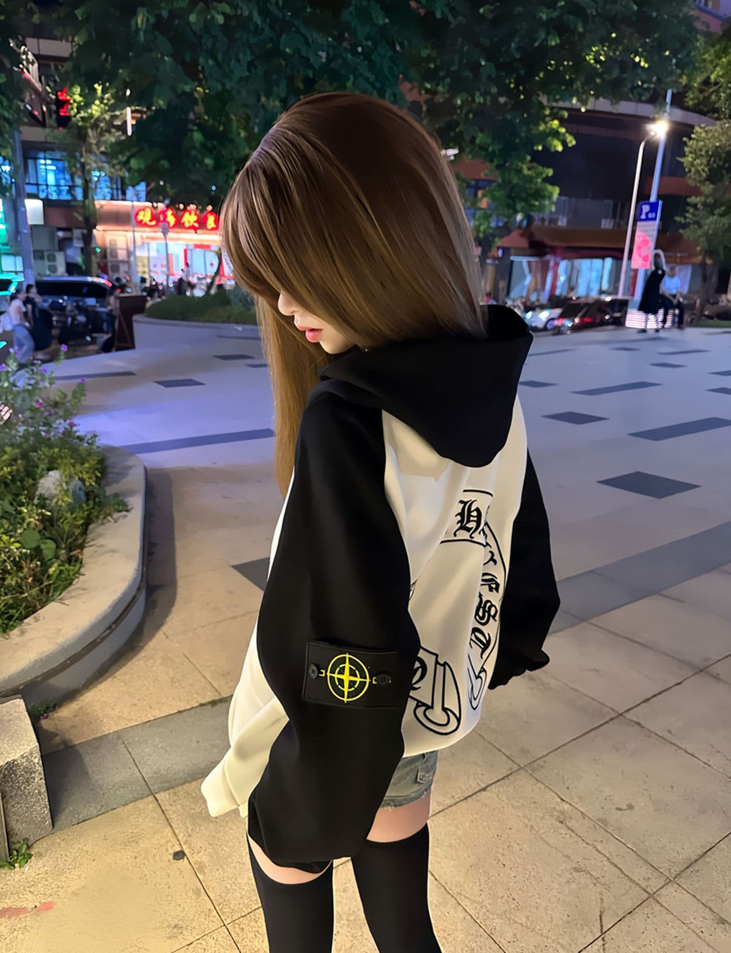 얇은 스타일 털이 있는 전체 자수 휘장 부형제 이후 패키지 칼라 순수한 Mianhua 면 복합 후드티 여성 상세 이미지 9
