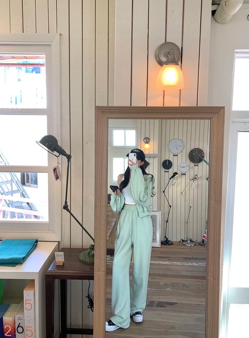 한국 chic 가을 작은 대중 품격 후드 긴팔 쇼트 스타일 후드티 하이웨이스트 레이스업 다용도 넓은 다리 캐주얼 바지 상세 이미지 5