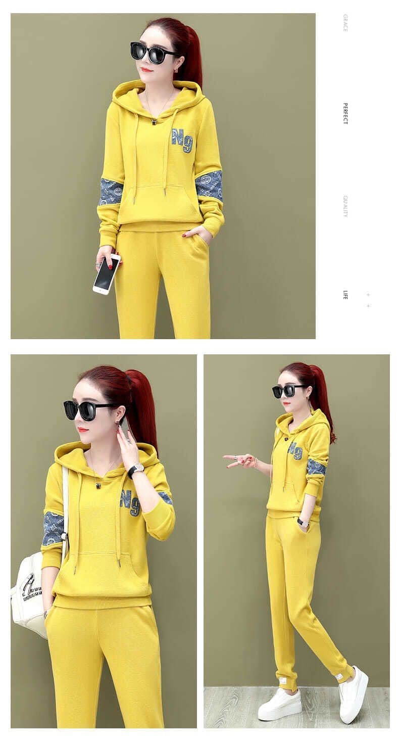 털이 있고 두꺼운 인터넷 유명인 섹션 세트 빅 사이즈 두 조각 여성 세트 루즈핏 캐주얼 스포츠 슈트 상세 이미지 14