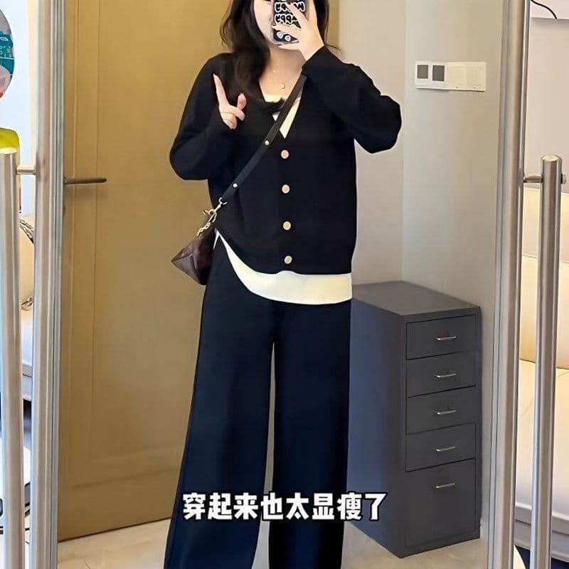 280 그램 나노 기사 빅 사이즈 느긋한 캐주얼 여성복 봄 가을 새로운 긴팔 슬립 오픈 가디건 3종 세트 이미지 3